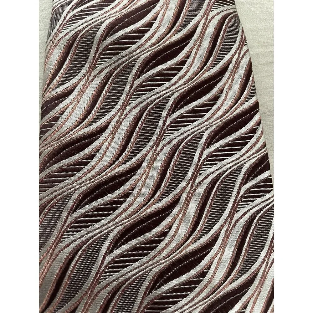 Escada Men's 100% Silk‎ Silver/Pink/Brown 3D Geometric Abstract Tie Italy 3.75